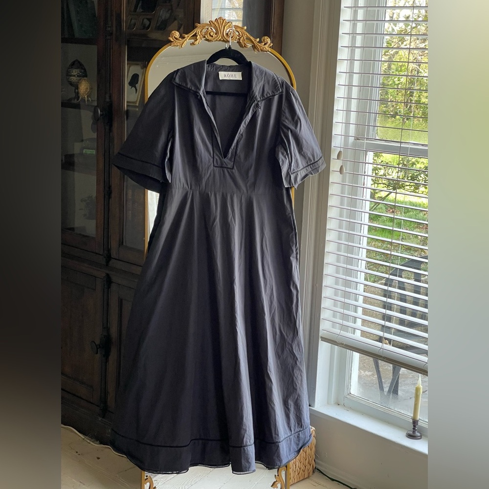 Róhe Black Ladder Embroidered 100% Cotton Dress